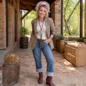 Vintage 80s Oversized Houndstooth Blazer Alice Stuart Petite, Made in USA